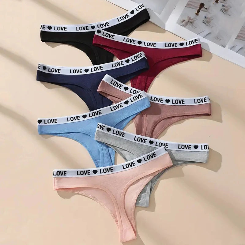 7Pcs Cotton Women Thongs Panties Pack Soft Underwear