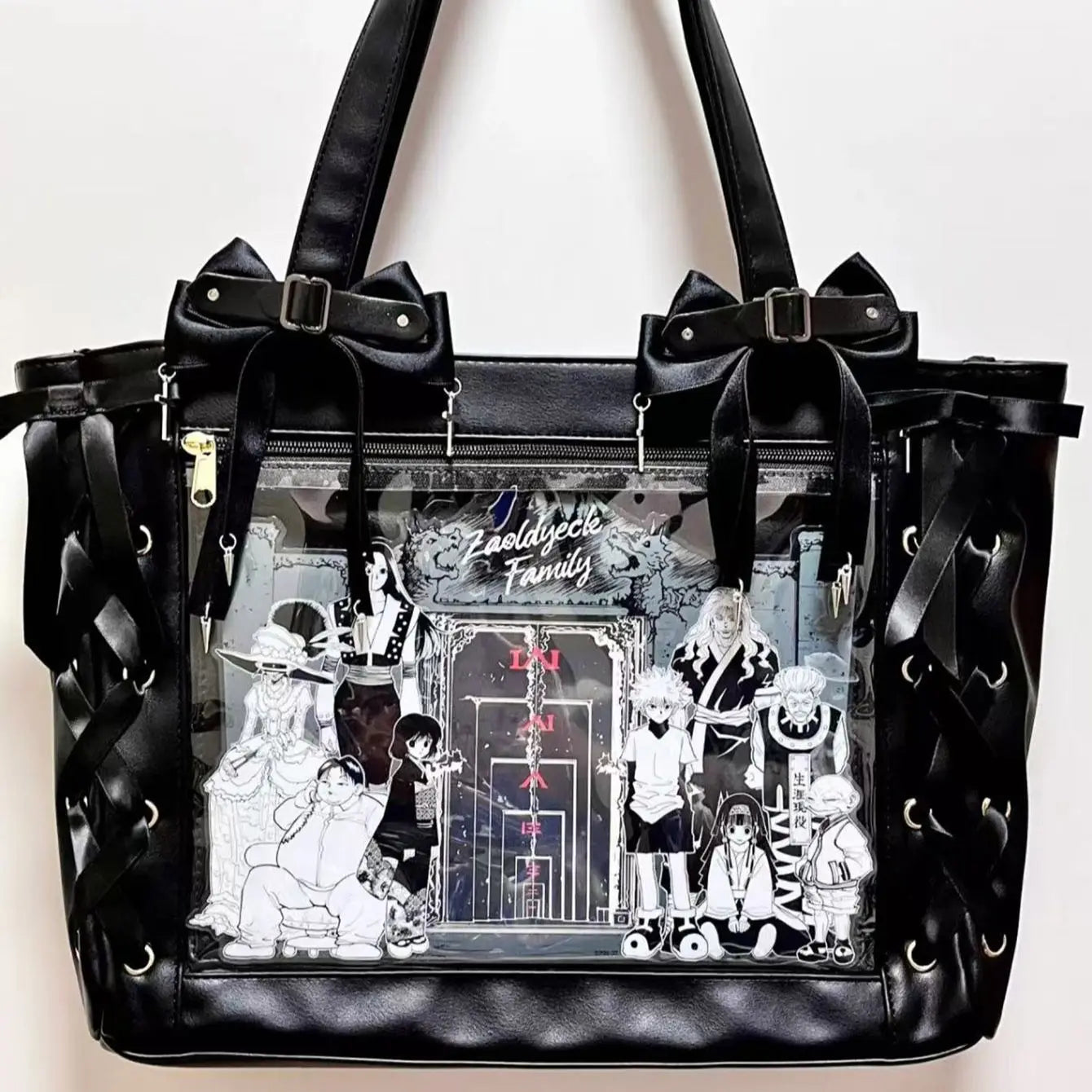 Ulzzang Ita Bag Ribbon Tote For Women Transparent DIY Badge