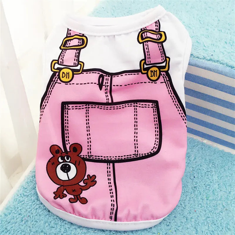 Cartoon Style Soft Dog Vest Shirt For Small Pets Everyday