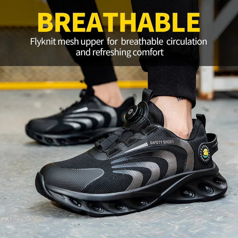 Breathable Lace Free Safety Shoes With Anti Puncture Protection
