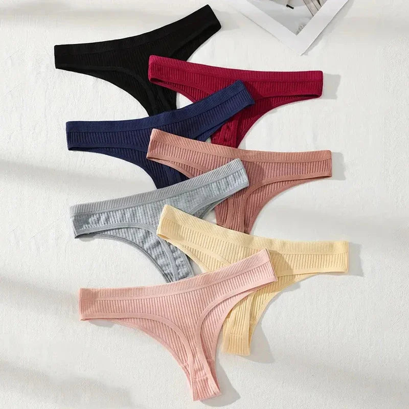 7Pcs Cotton Women Thongs Panties Pack Soft Underwear