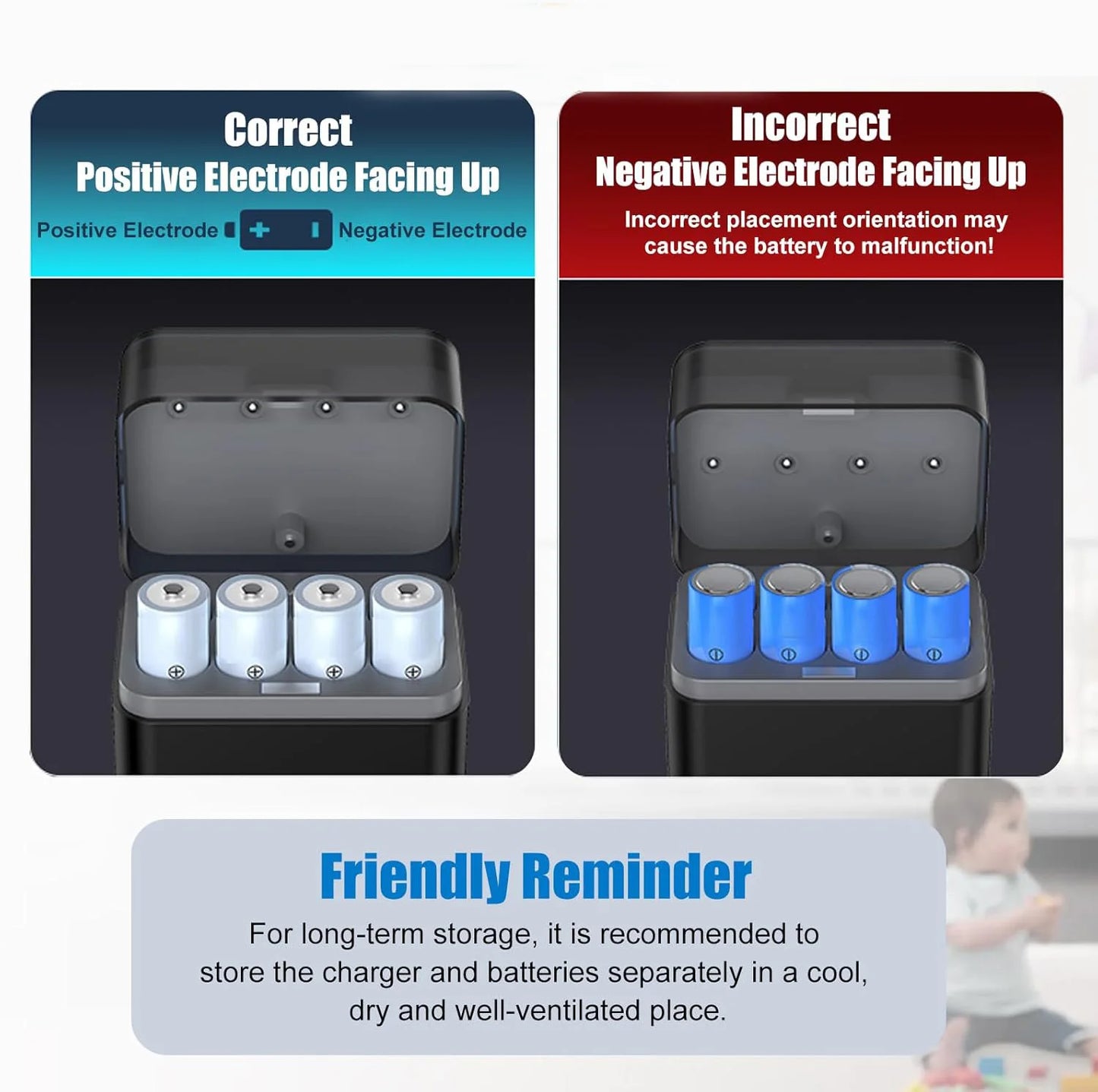 4-Slot Smart Battery Charger For AA Li-ion Batteries Type-C Cable