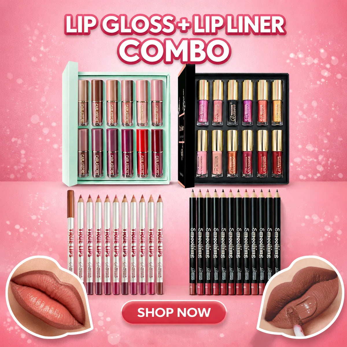 Lip Makeup Gift Set 24 Gloss Colors And 24 Lipliners