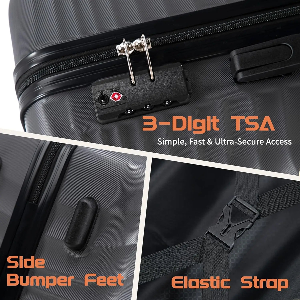 ABS Hardshell Luggage Set With Spinner Wheels And TSA Lock