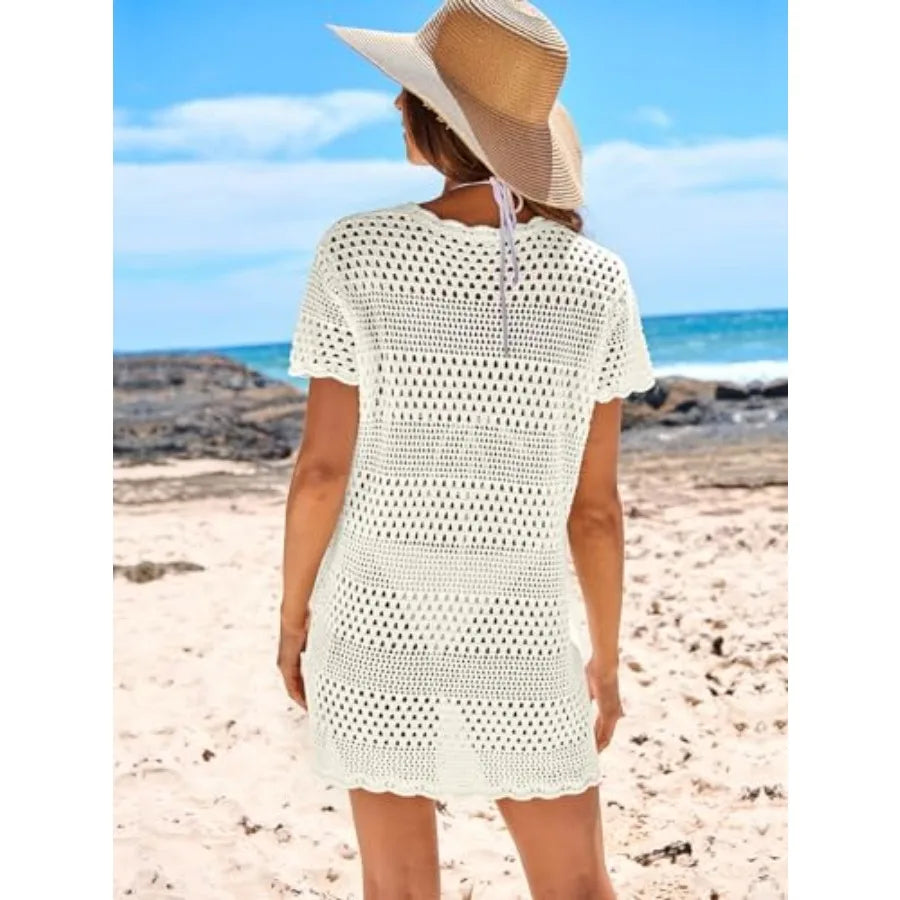 Women's Mesh Crochet Swimsuit Cover Up For Beach Vacation