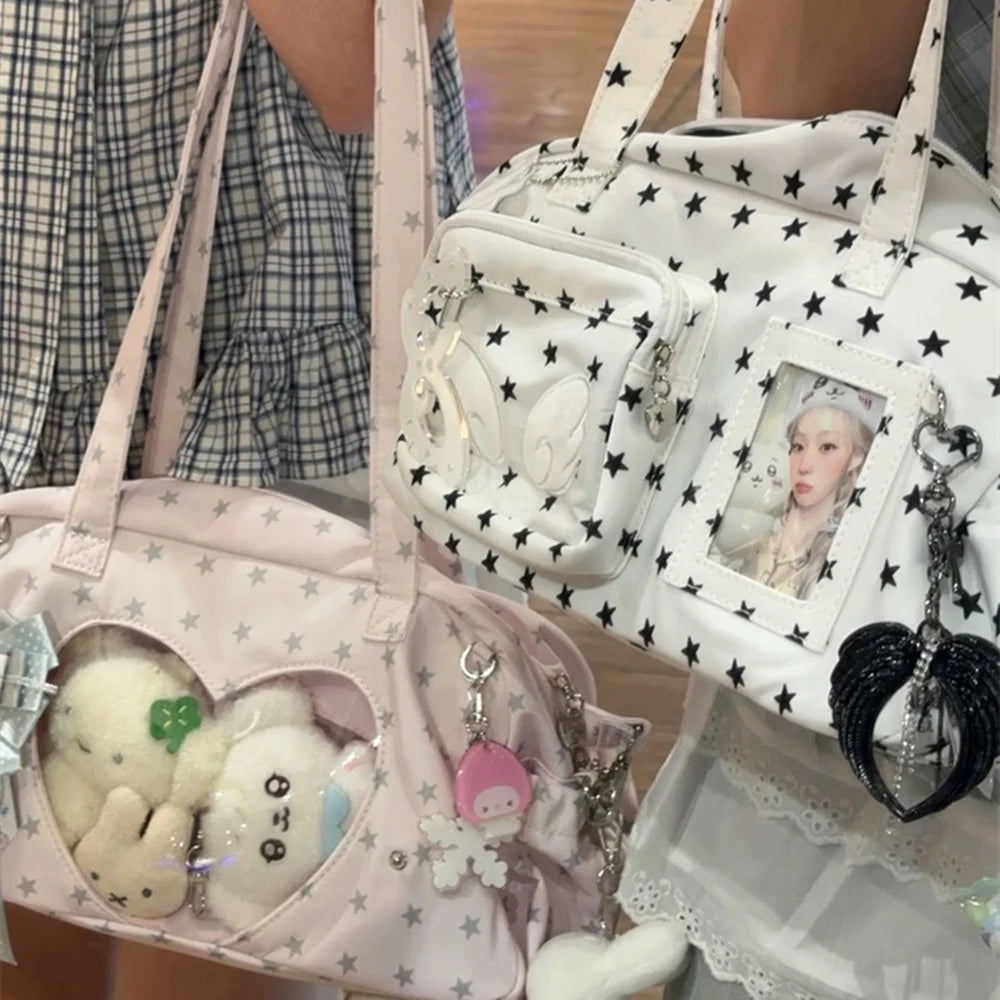 Japanese Transparent Ita Bag Women Star Print Kawaii Shoulder Bag