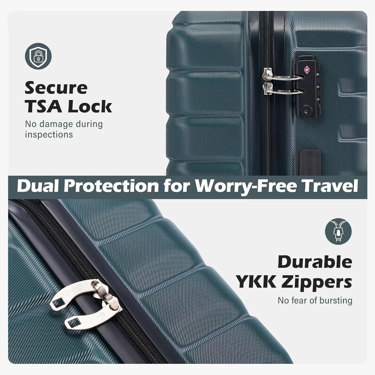 Coolife Lightweight Luggage Set With Built In TSA Lock