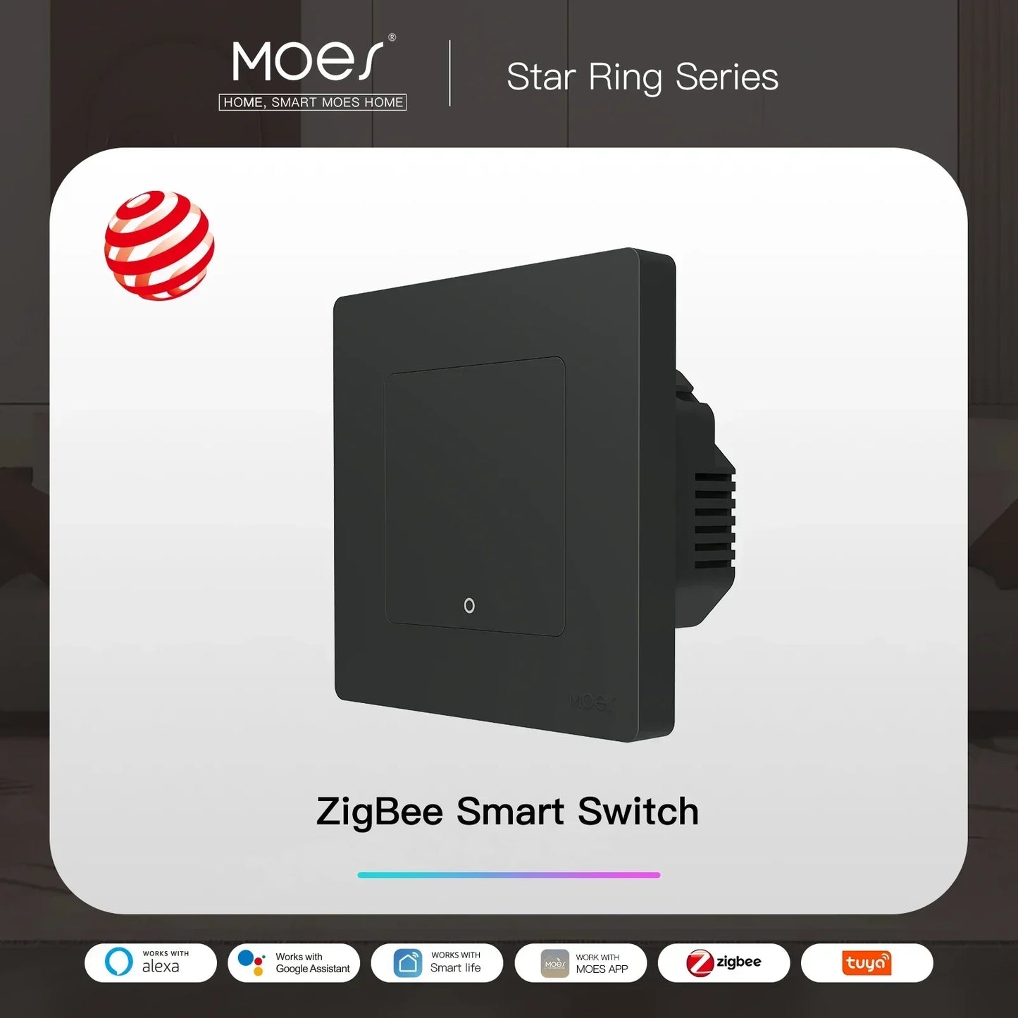 MOES ZigBee Smart Light Switch No Neutral Works With Alexa