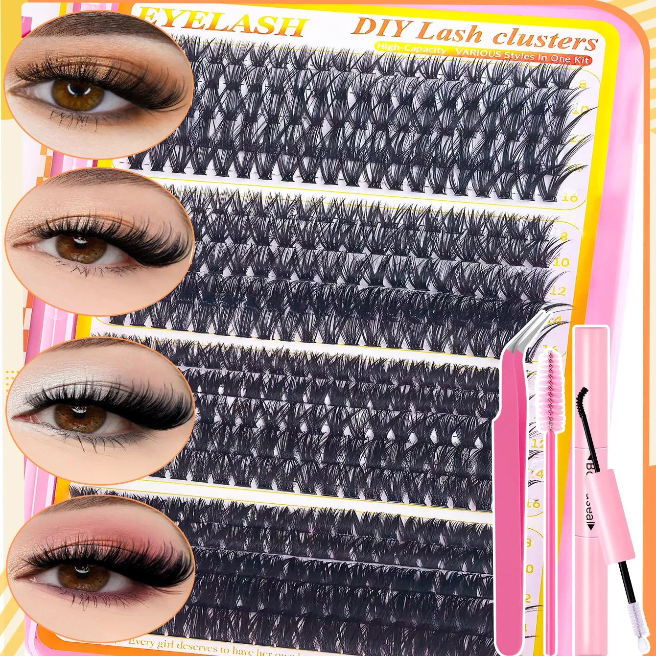 Individual Eyelash Extensions Kit With Lash Bond And Seal For Self Application