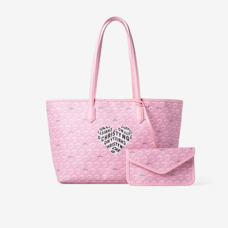 Printed Heart Letter Travel Tote Bag For Portable Storage