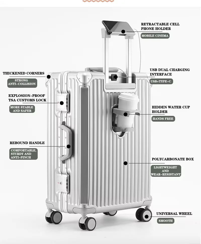 BunnyFly PC Spinner Carry On Suitcase With TSA Lock