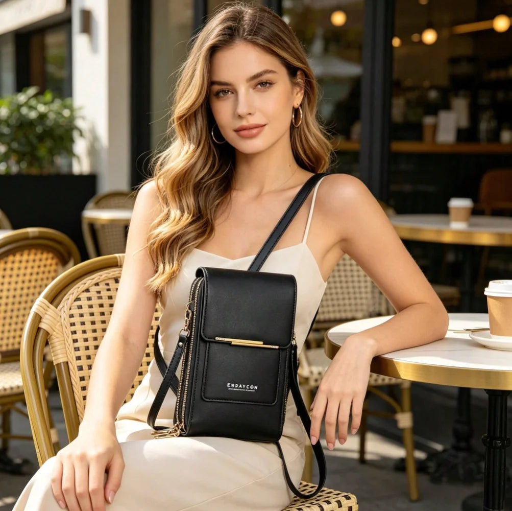 PU Crossbody Bag For Women With Card Slots Zipper Pocket