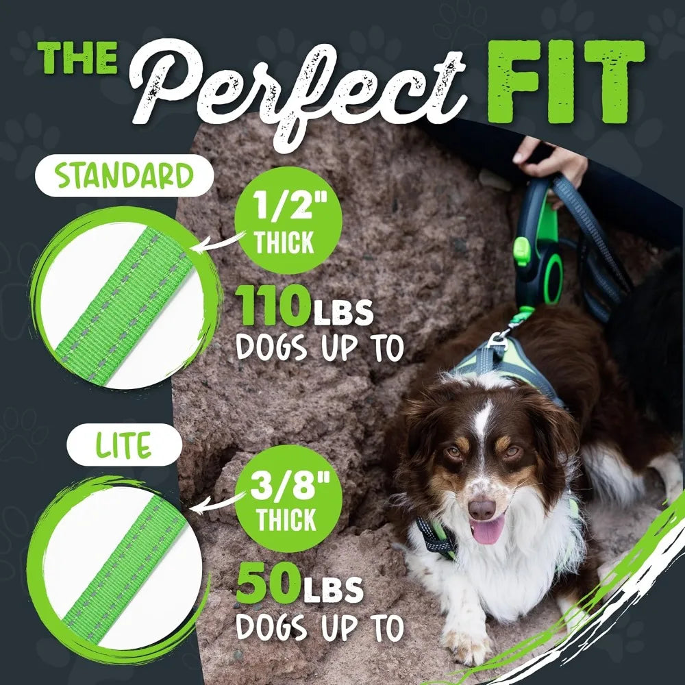 Retractable Dog Leash With Reflective Nylon Quick Lock Brake Anti Slip Handle