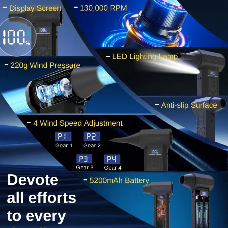 Trnojthk 120000 RPM Brushless Cordless Electric Turbine Air Blower