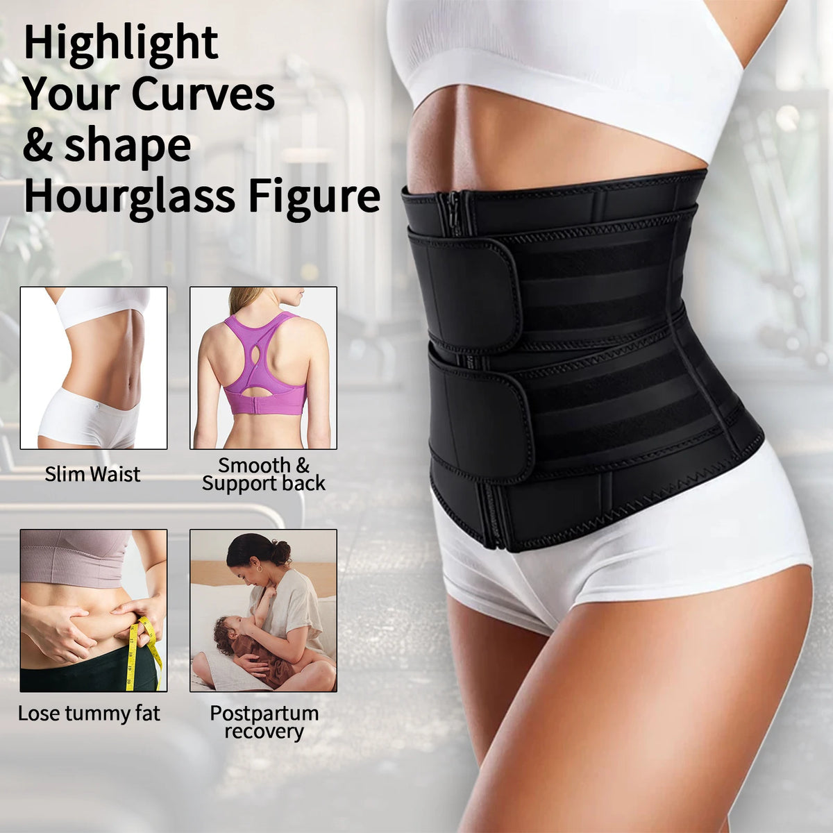 Women Adjustable Neoprene Waist Trainer Corset for Tummy Control