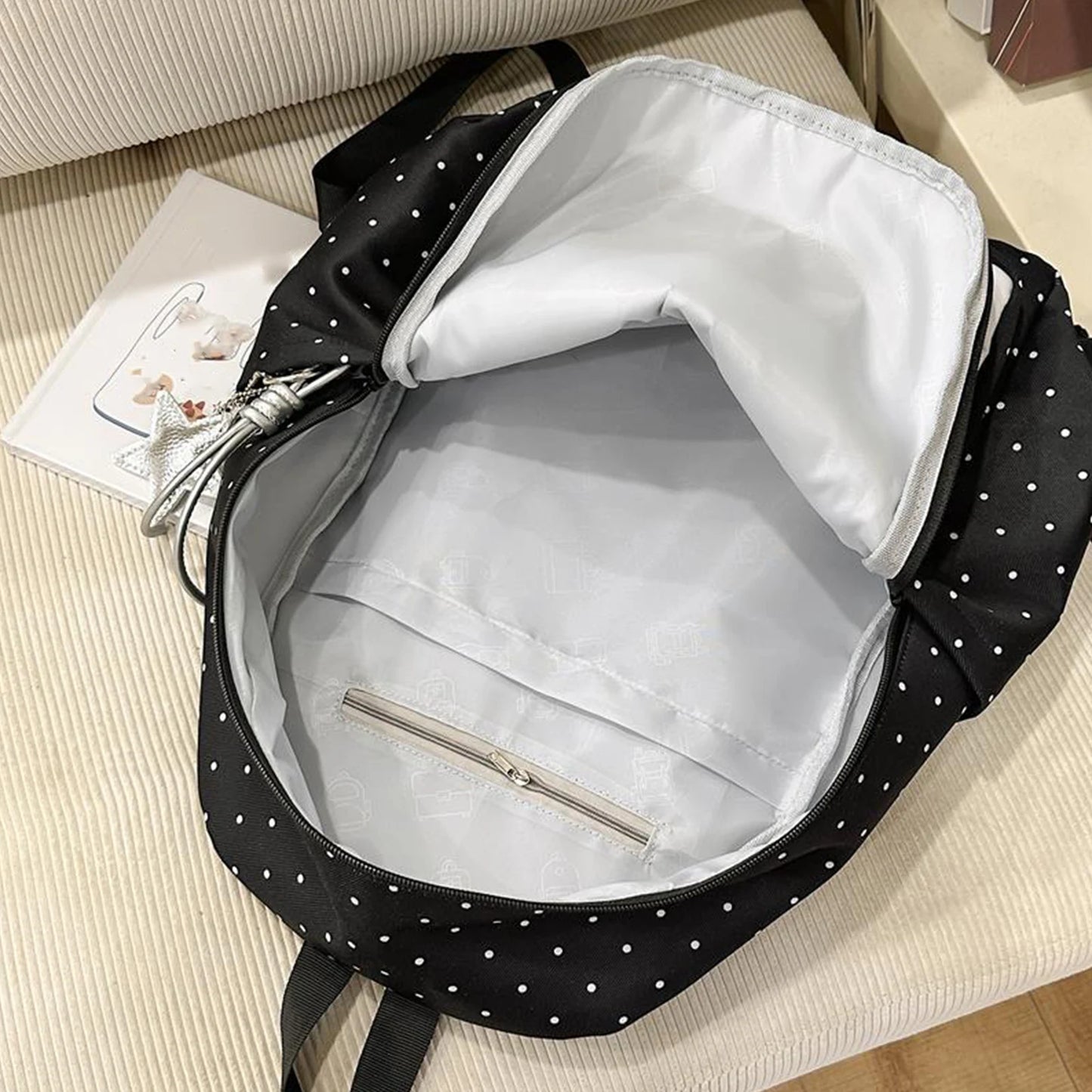 Shunmaii Nylon Polka Dot Piano Key Backpack for Teens