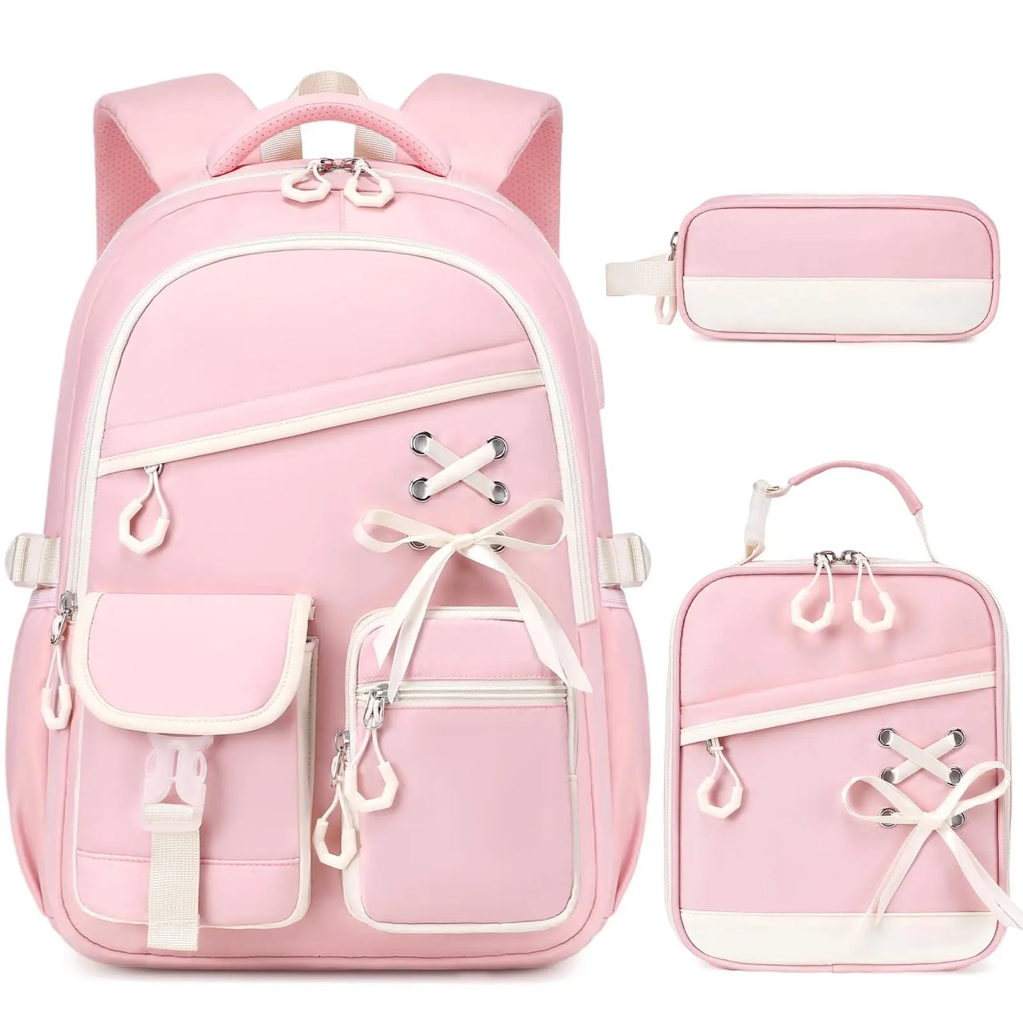 Adult Waterproof 3 Piece Backpack Set With Lunch Bag And Pencil Case