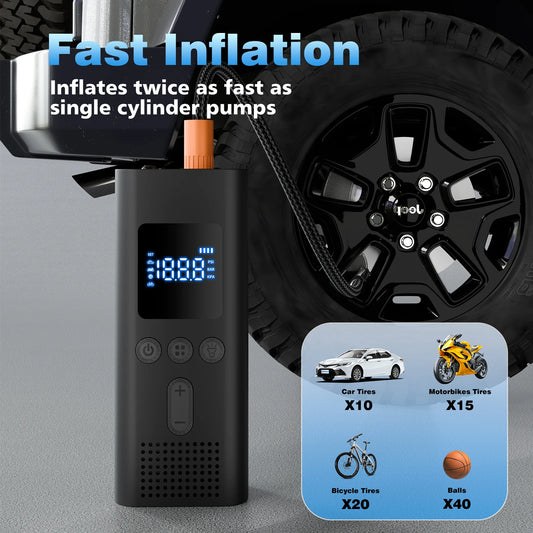 CHPOWKIT Portable Cordless Tire Inflator 150PSI Car Bicycle Pump