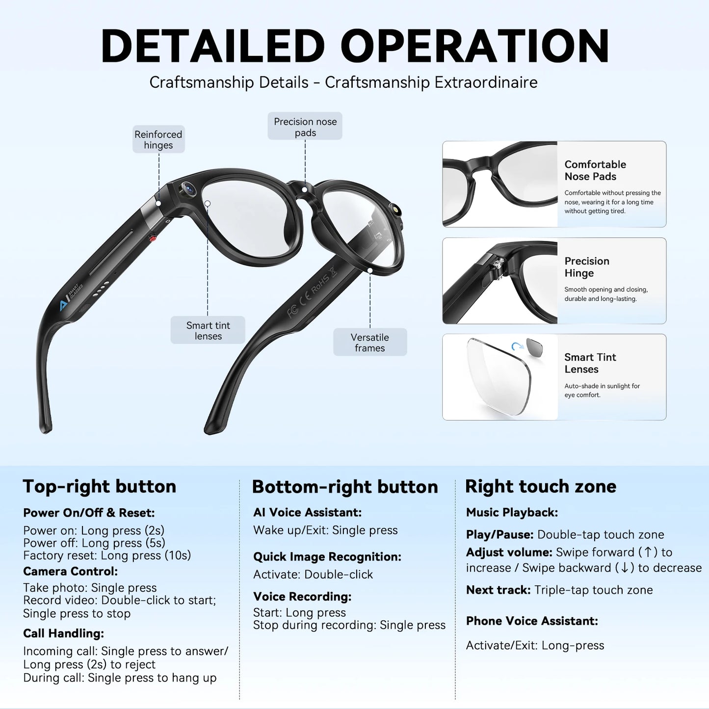 EIGIIS AI Smart Glasses With Bluetooth Calls And Translation