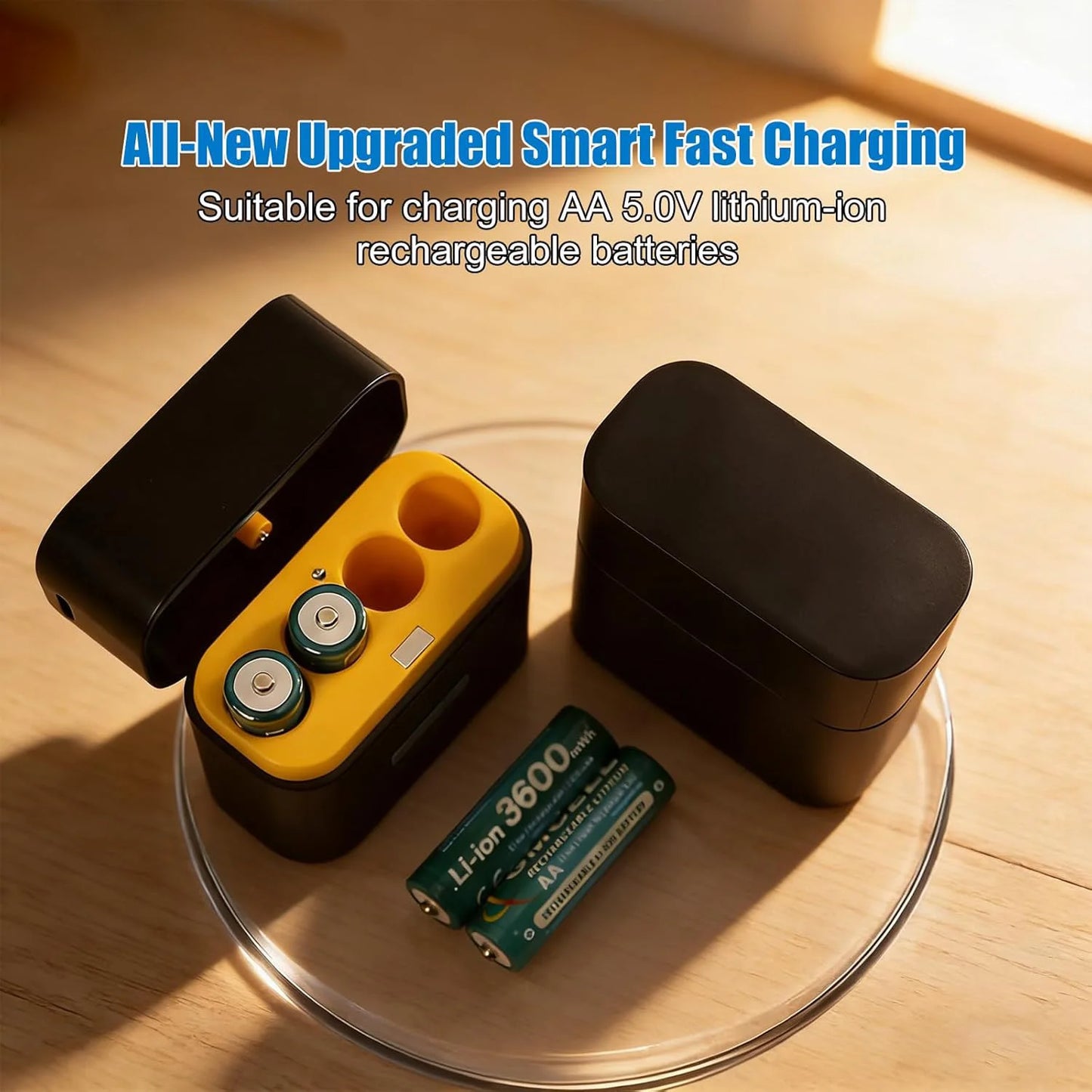 4-Slot Smart Battery Charger For AA Li-ion Batteries Type-C Cable