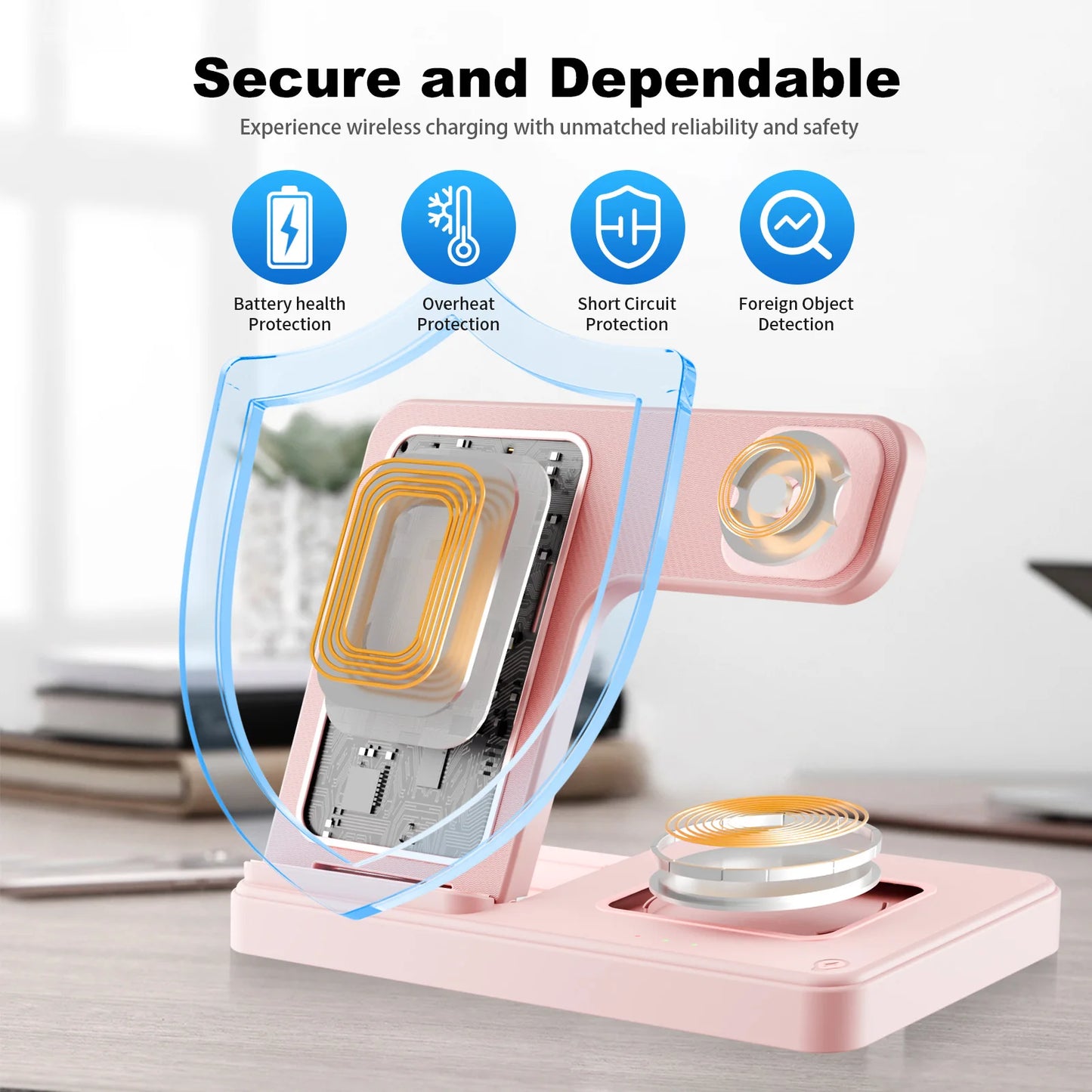 3-In-1 Magnetic Wireless Charger Stand 15W For iPhone Apple Watch AirPods