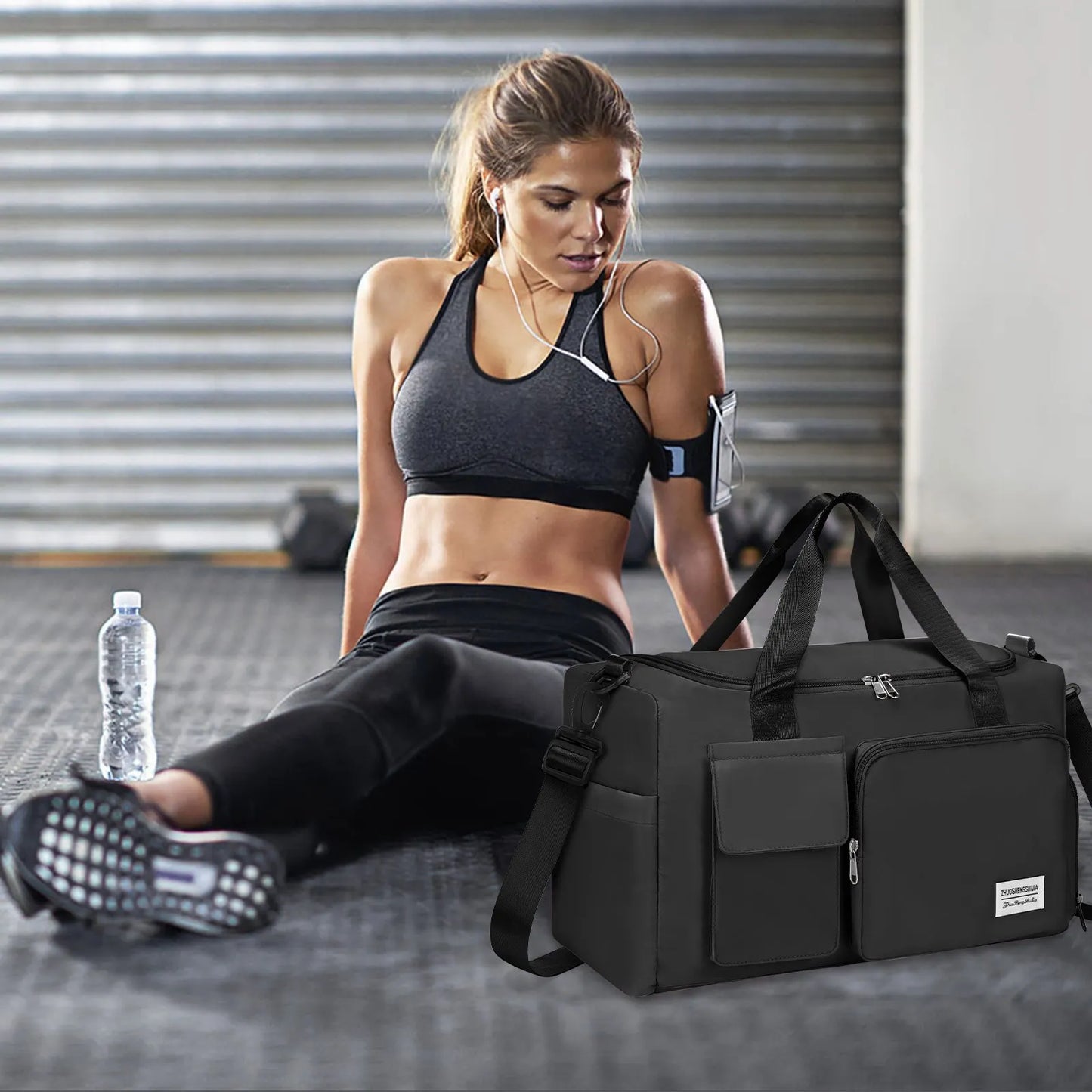 Waterproof Travel Duffel Bag With Separate Dry Wet Compartments