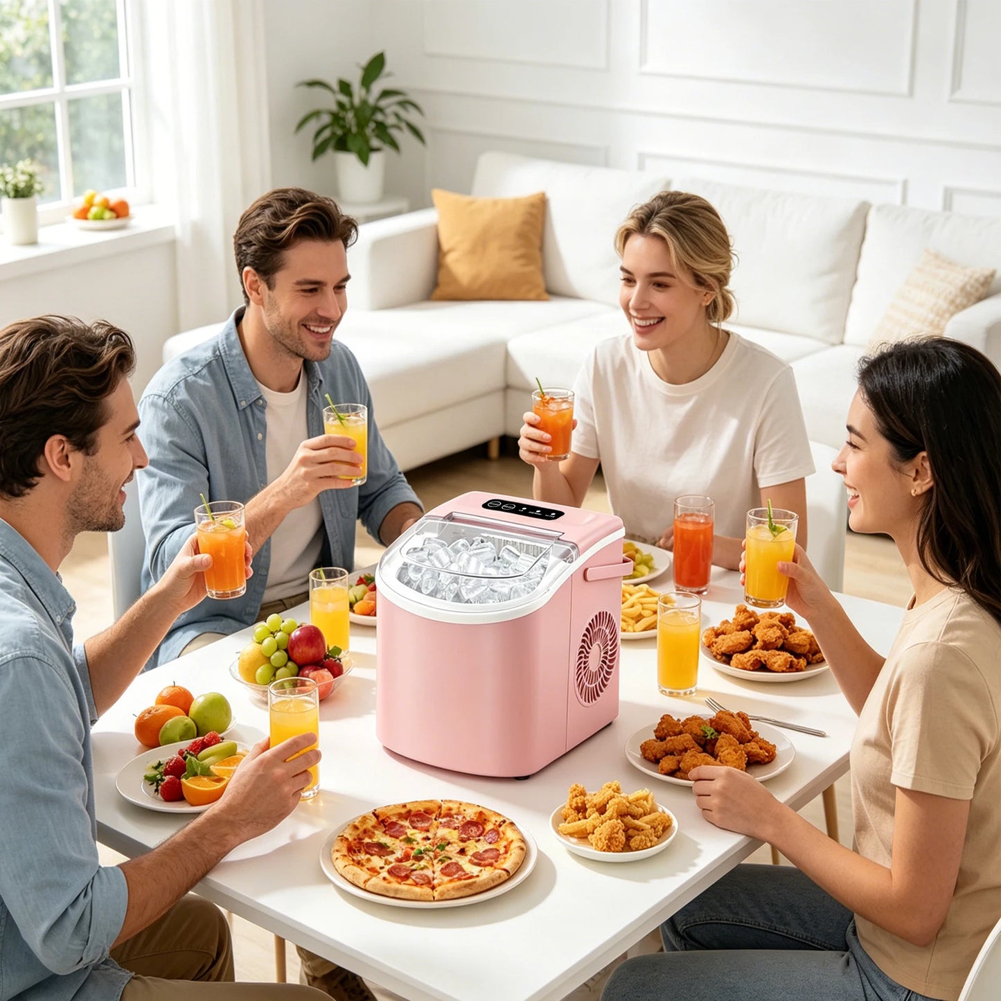 Portable Countertop Ice Maker With Handle Produces 29 Pounds Daily