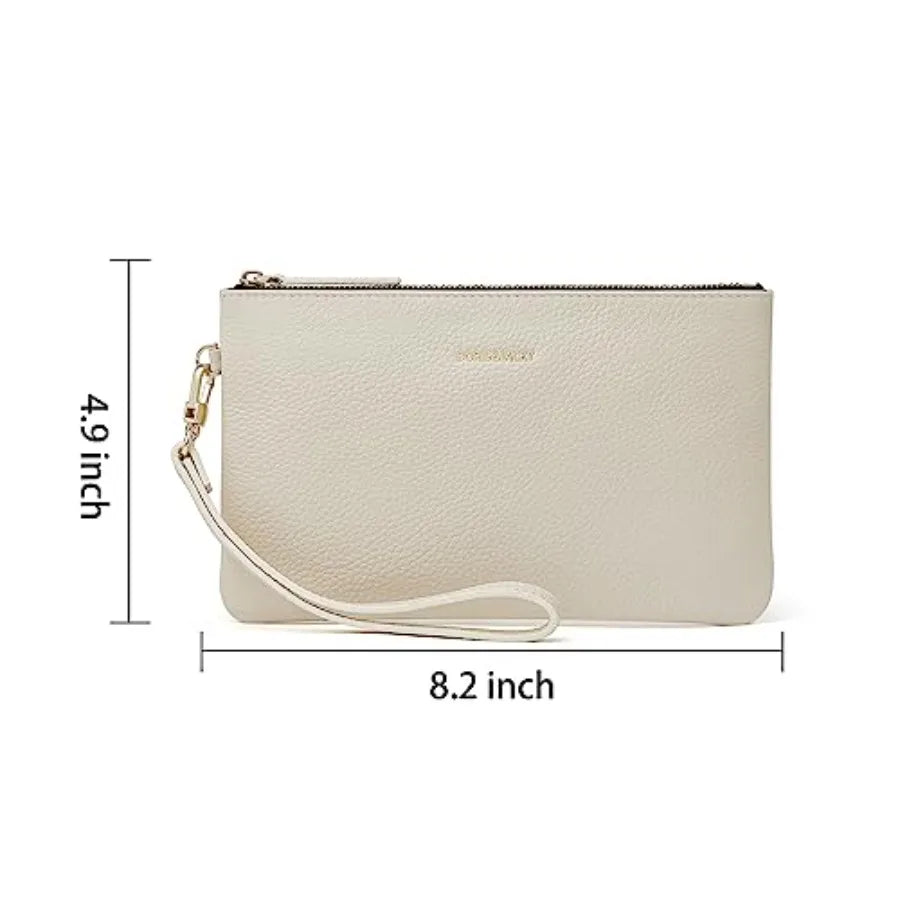 Doris and Jacky Leather Wristlet Clutch With RFID Blocking