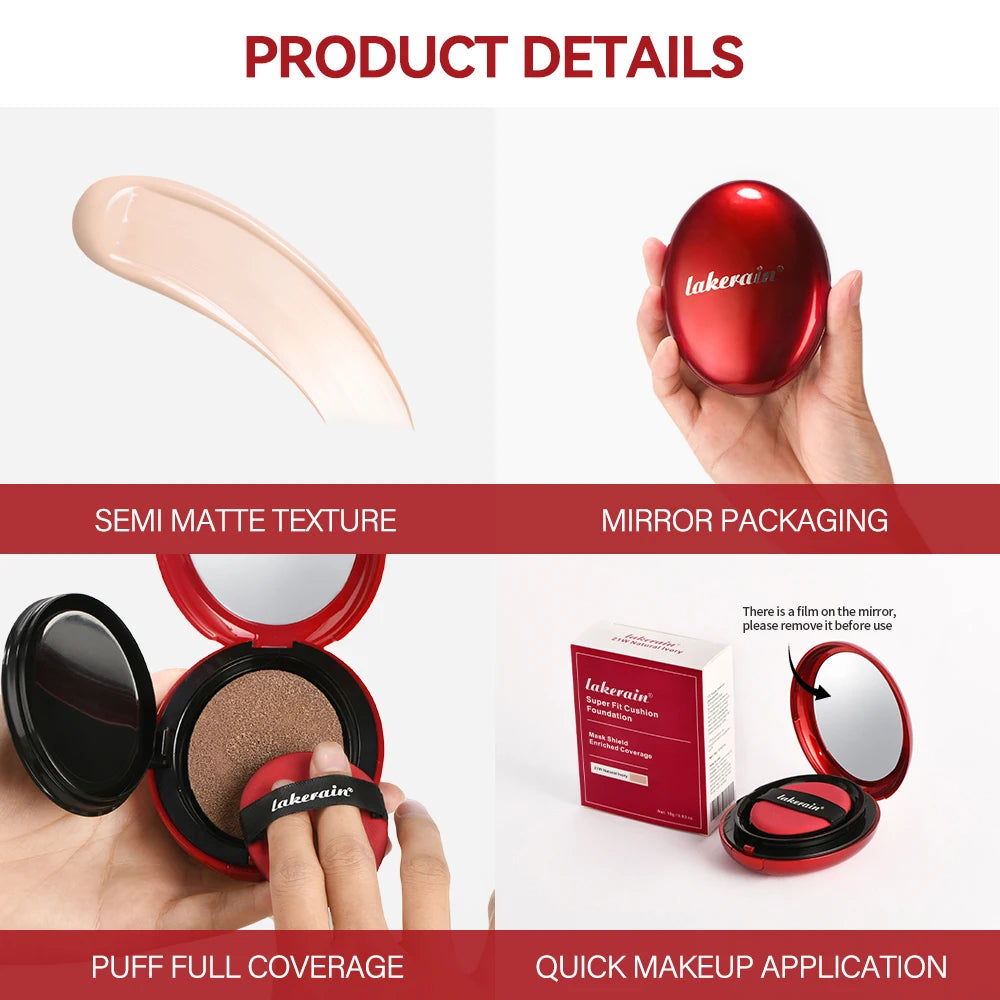 Ibcccndc Korean Air Cushion Foundation Natural Moisturizing Coverage 72H Wear