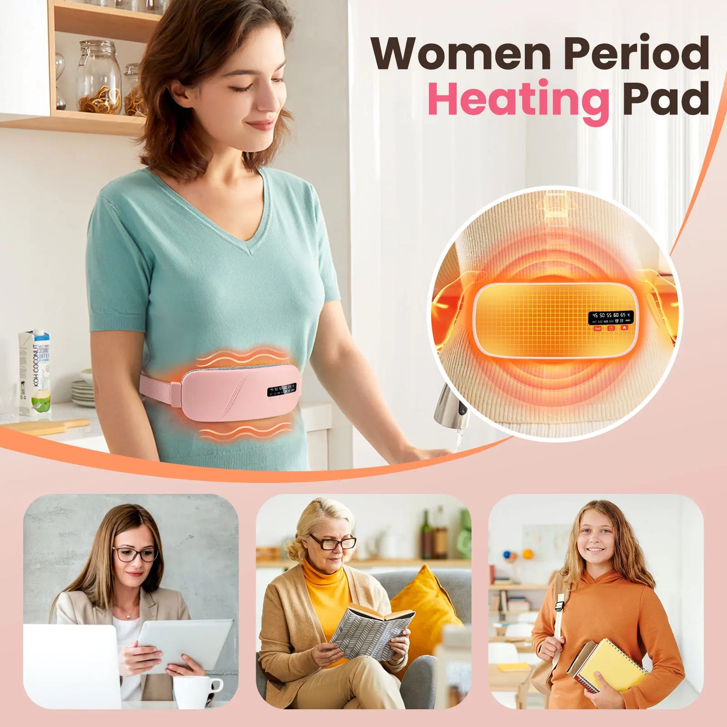 PASTSKY 5 Modes Electric Heating Waist Massager Belt Menstrual Relief