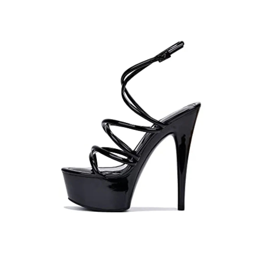 Women Platform Stiletto Heels Strappy Open Toe Ankle Strap Sandals