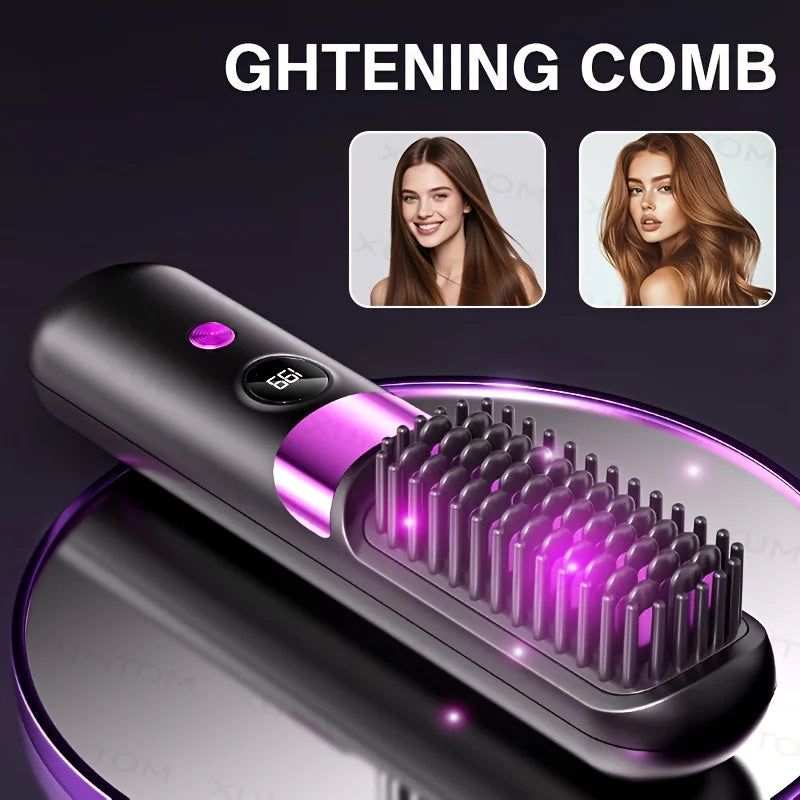 Multifunction Straightening Comb And Curling Iron With LED Display
