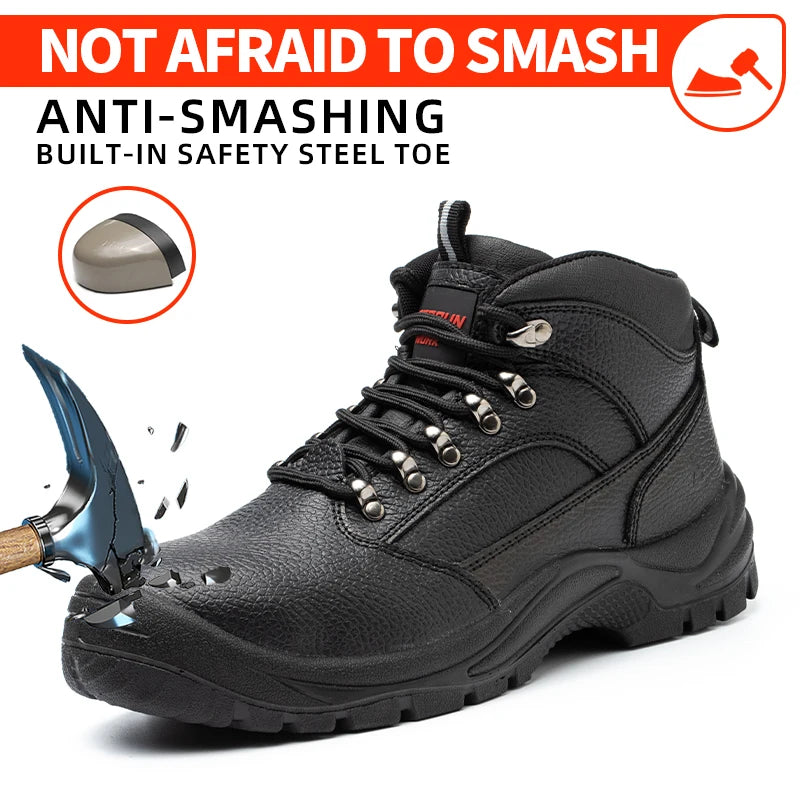 Puncture Proof Anti Skid Steel Toe High Top Work Shoes