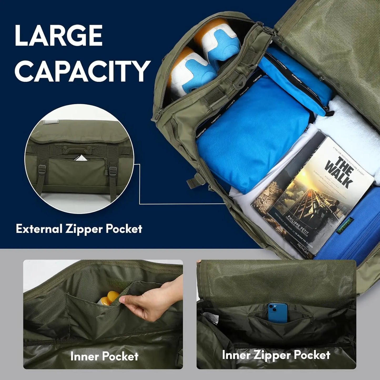 Convertible Duffel Backpack With Shoe Compartment Heavy Duty Water Resistant