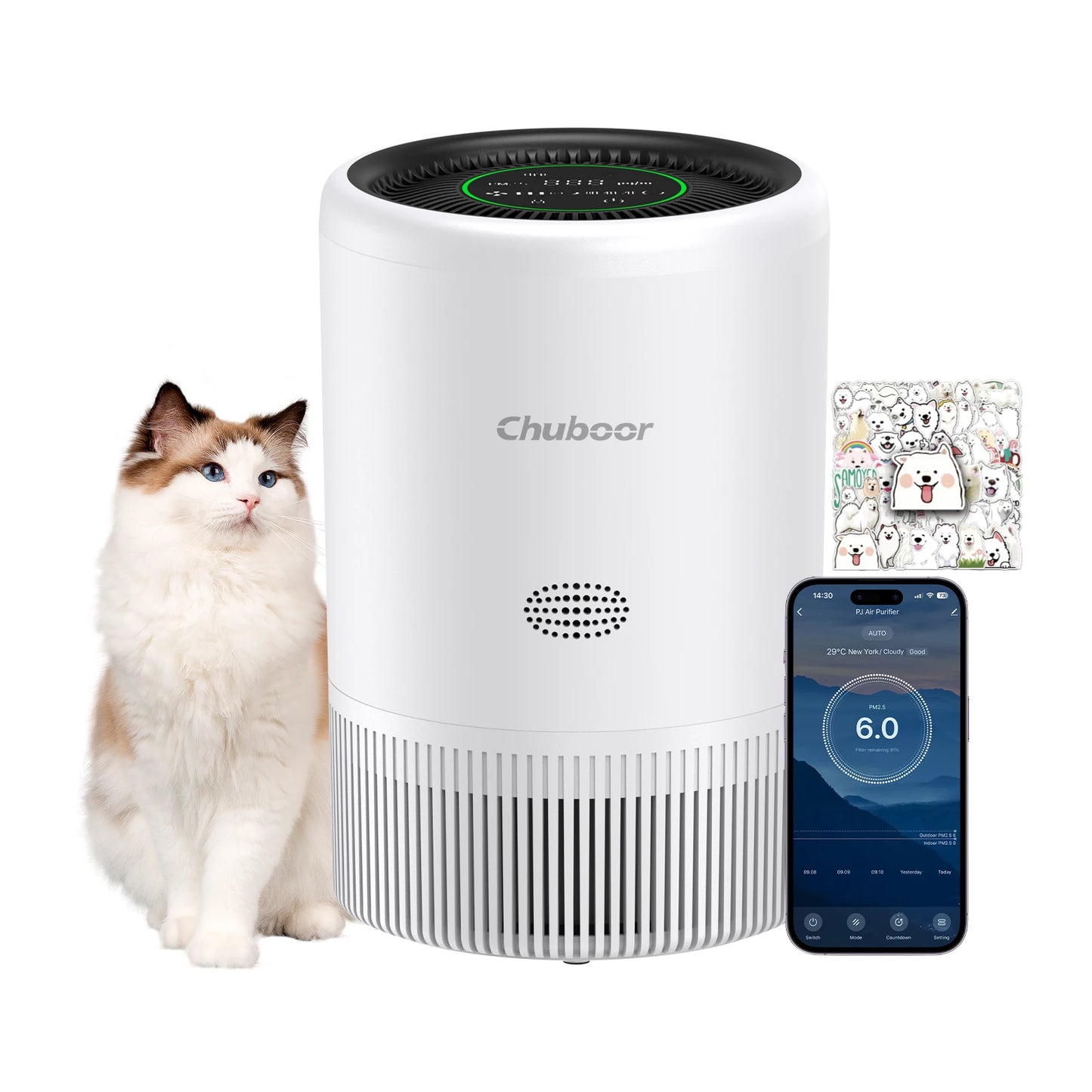 Chuboor Smart Air Purifier With App Control PM25 Monitor HEPA