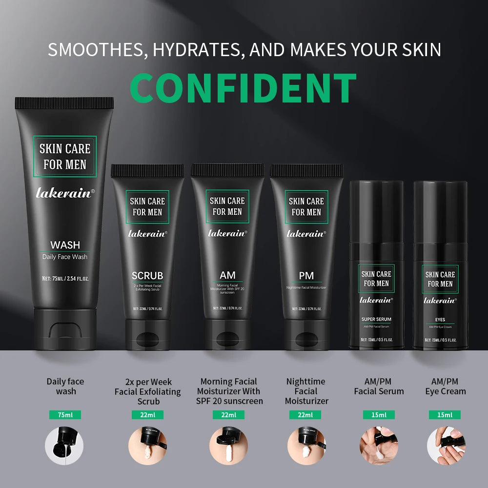 Ibcccndc Men Skincare Kit Deep Cleansing Oil Control Pores Minimizing