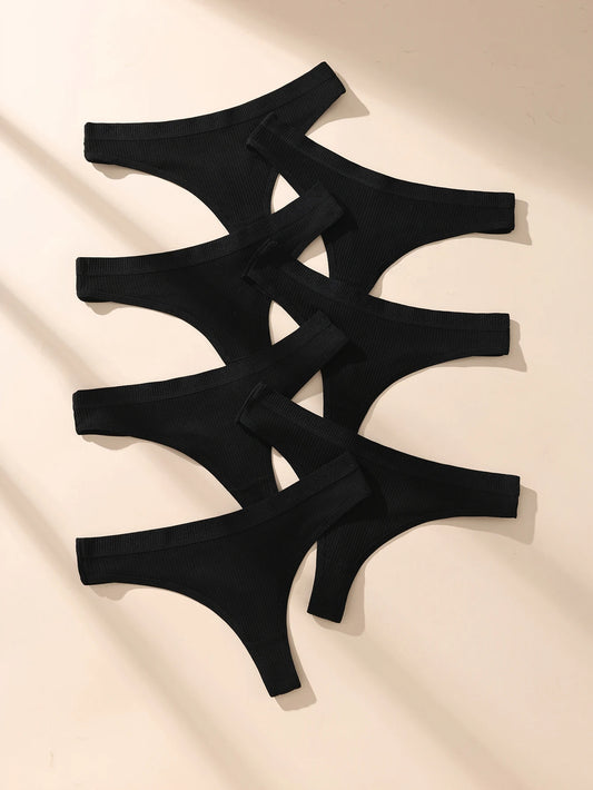 7Pcs Cotton Women Thongs Panties Pack Soft Underwear