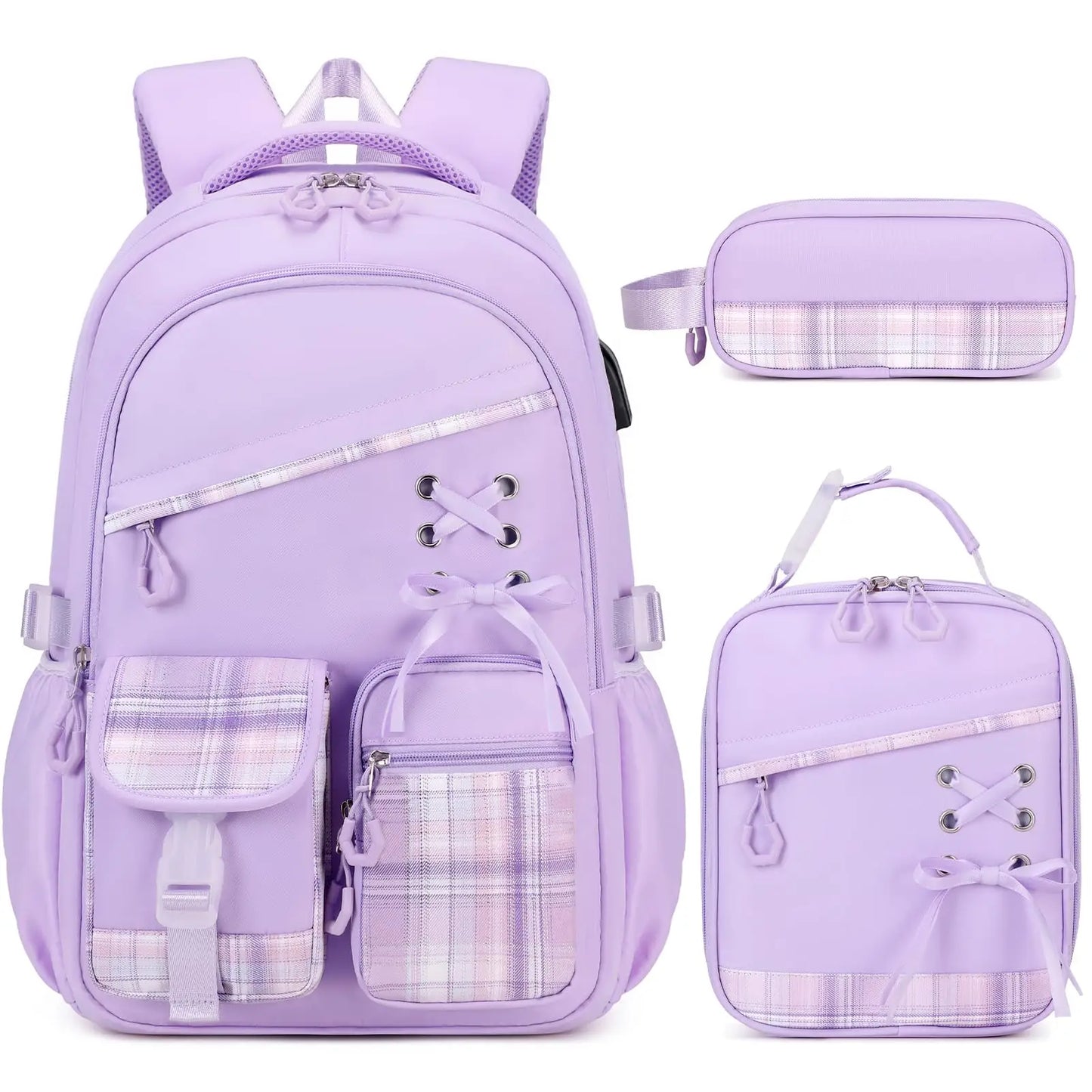 Adult Waterproof 3 Piece Backpack Set With Lunch Bag And Pencil Case