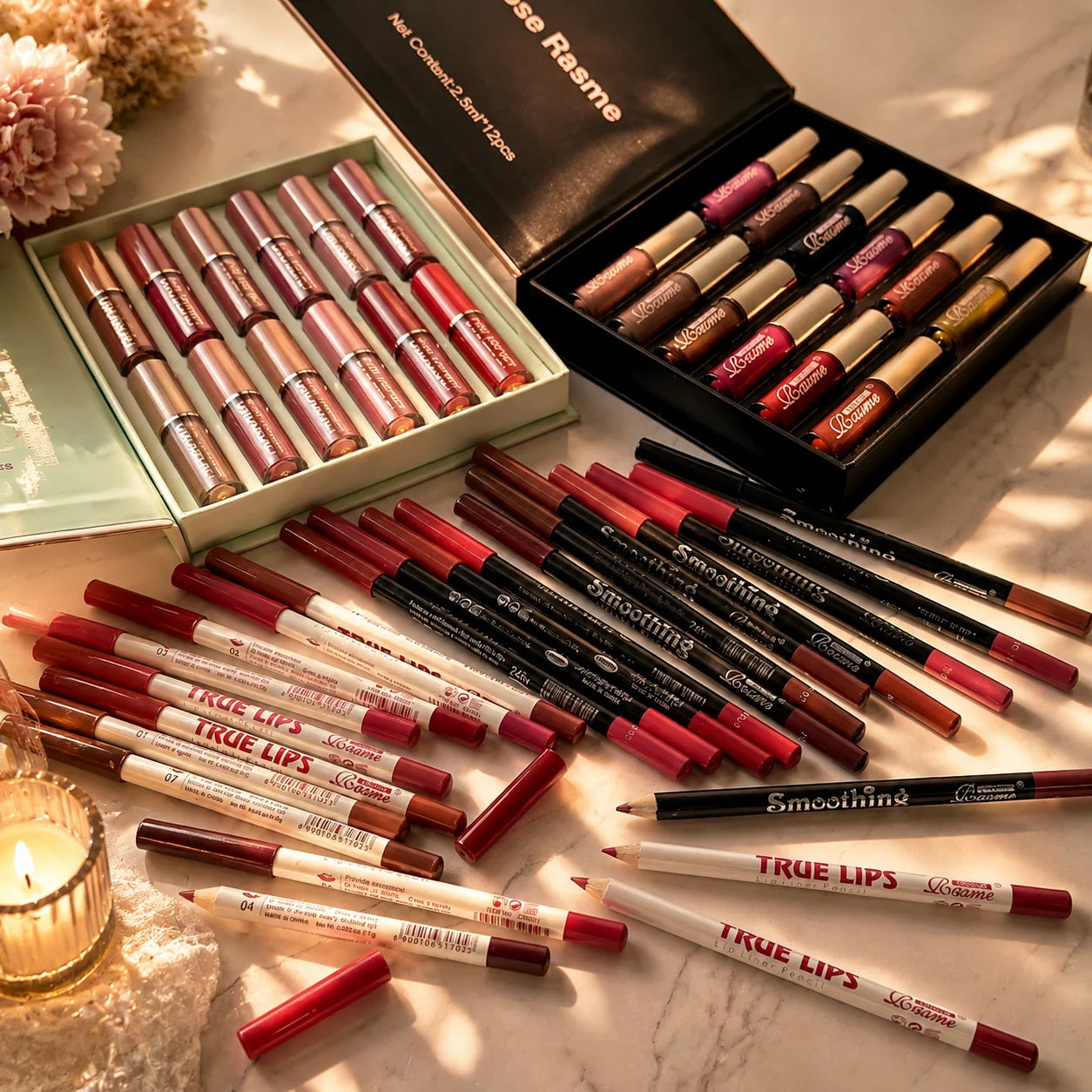 Lip Makeup Gift Set 24 Gloss Colors And 24 Lipliners