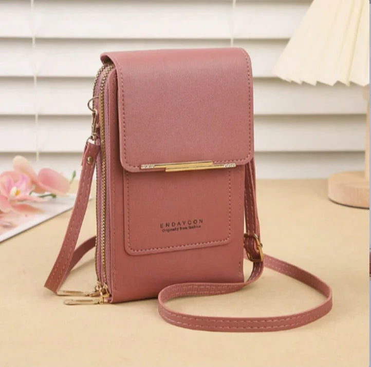 PU Crossbody Bag For Women With Card Slots Zipper Pocket