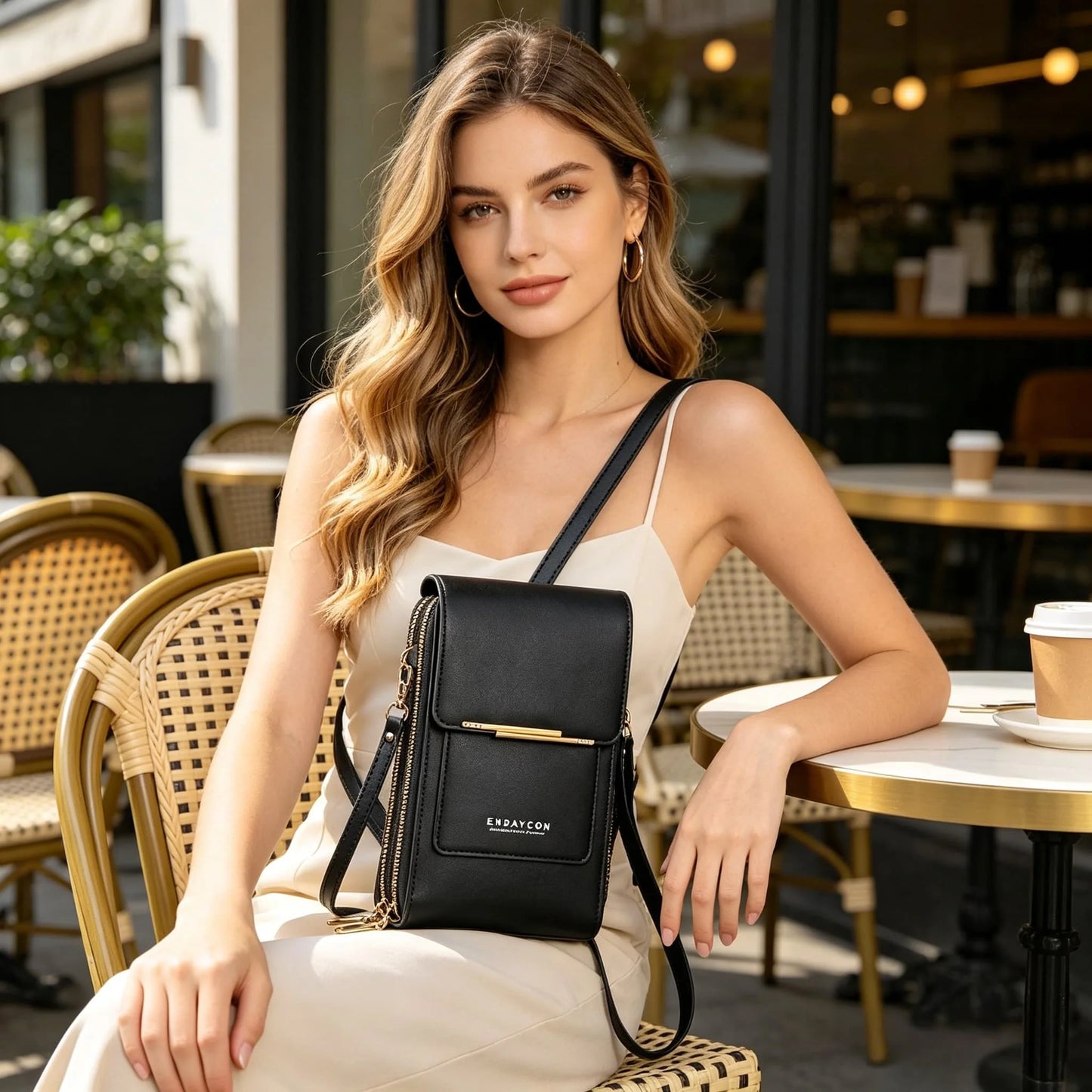 PU Crossbody Bag For Women With Card Slots Zipper Pocket