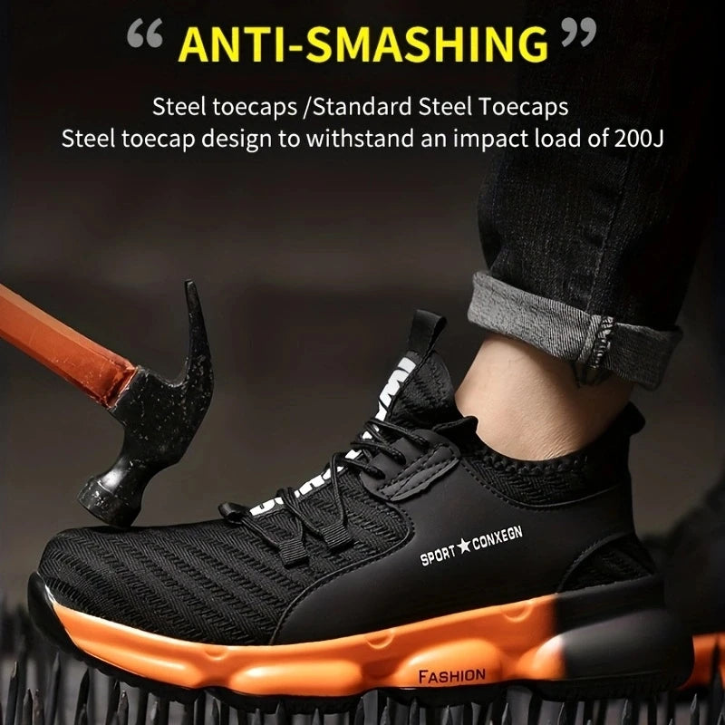 Men's Anti-Smash Puncture Resistant Breathable Safety Shoes For Work Protection