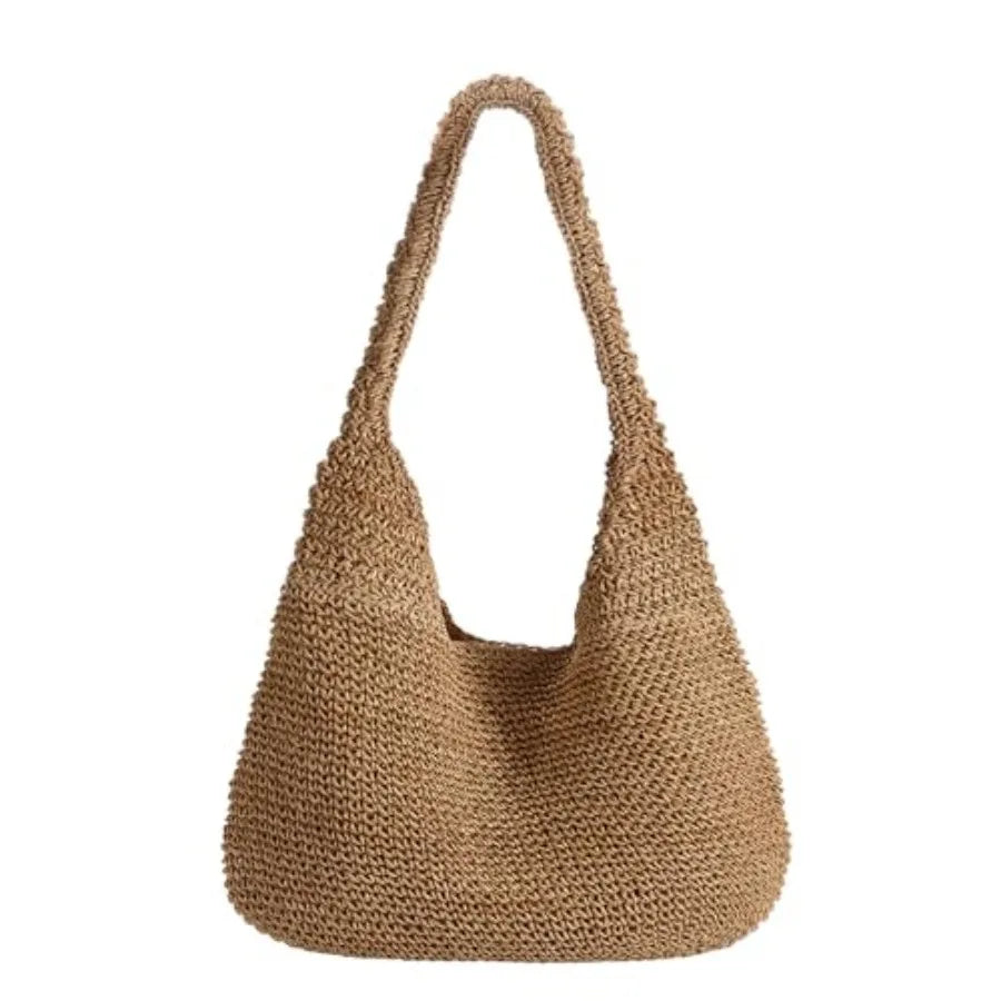 Boho Straw Beach Tote Bag For Women Shoulder Purse