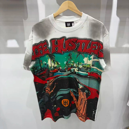 Premium Cotton Retro Loose Tee For Unisex Casual Wear