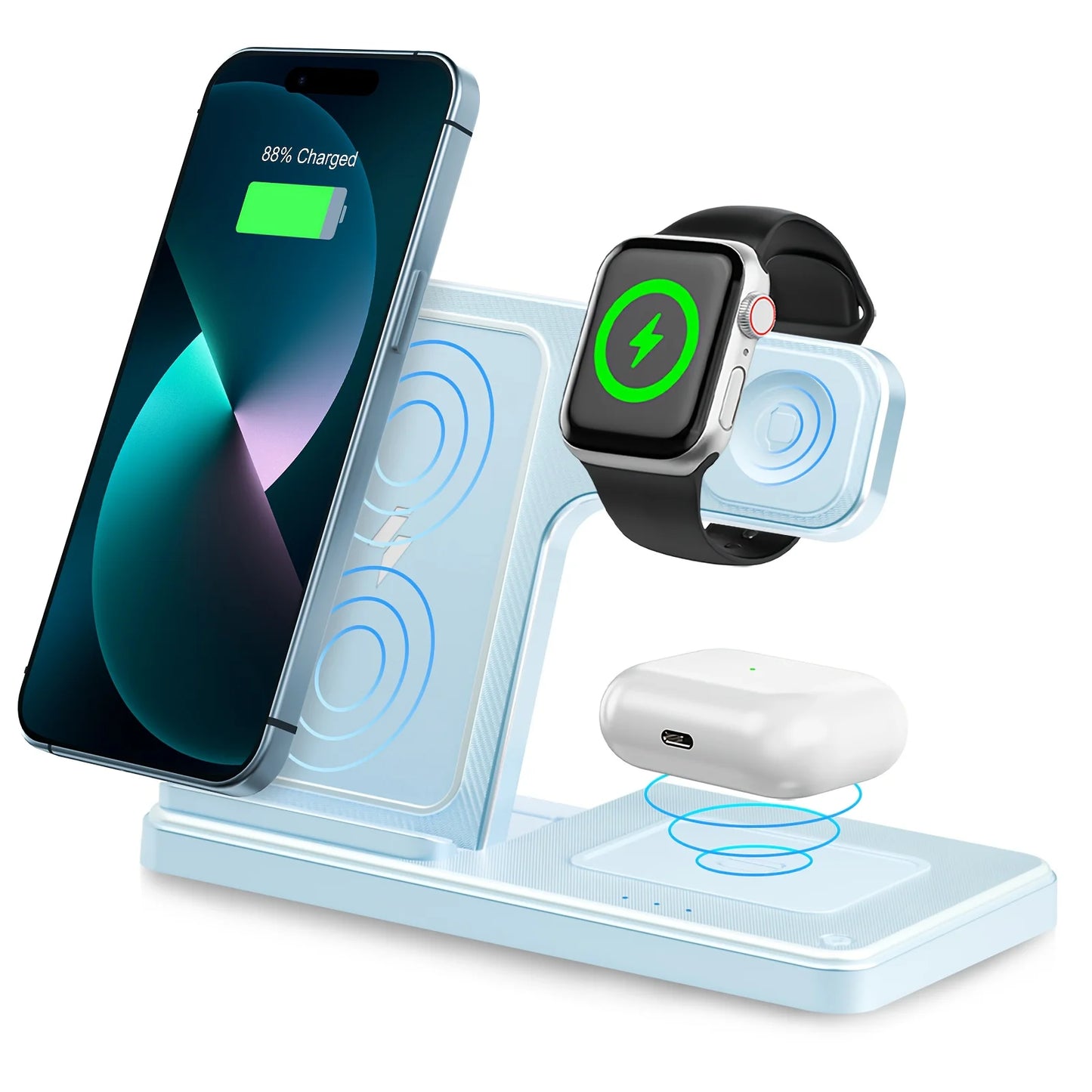 3-In-1 Magnetic Wireless Charger Stand 15W For iPhone Apple Watch AirPods