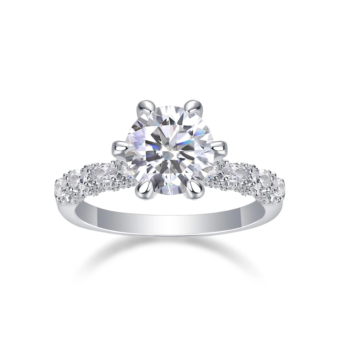JIUZUAN Moissanite Engagement Ring 925 Sterling Silver
