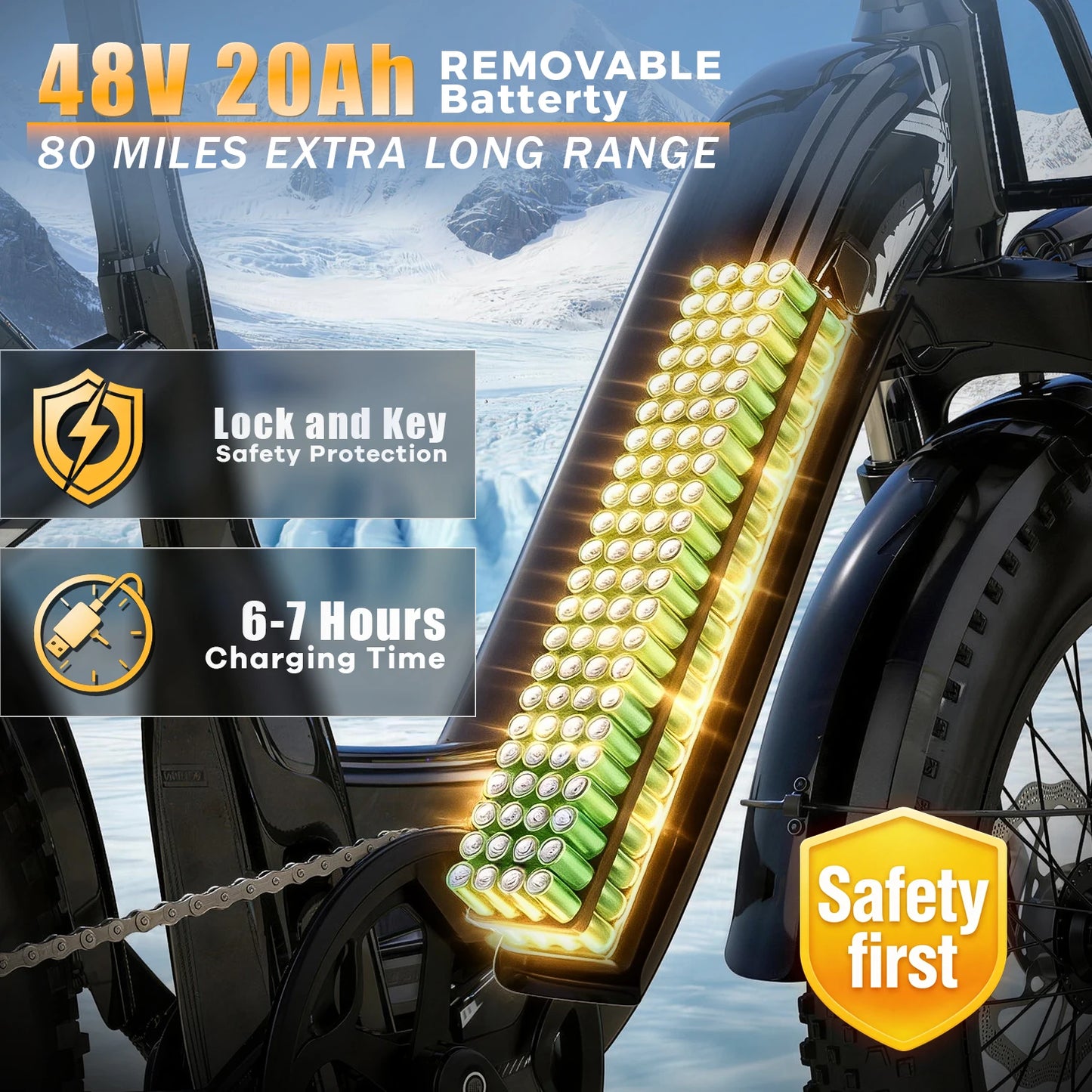 CYBERVELO 1000W Fat Tire Electric Bike EK8 With Removable Battery