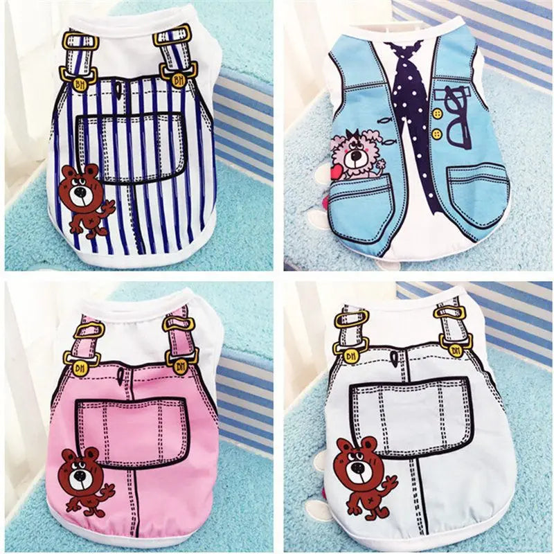 Cartoon Style Soft Dog Vest Shirt For Small Pets Everyday