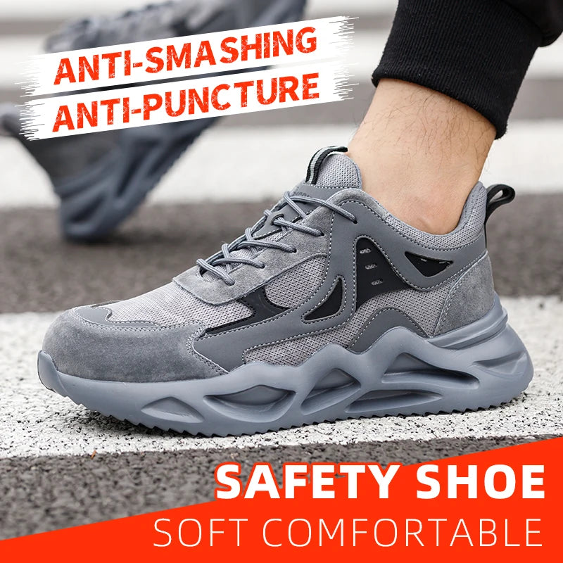 Men's Puncture Resistant Steel Toe Work Safety Shoes Non Slip