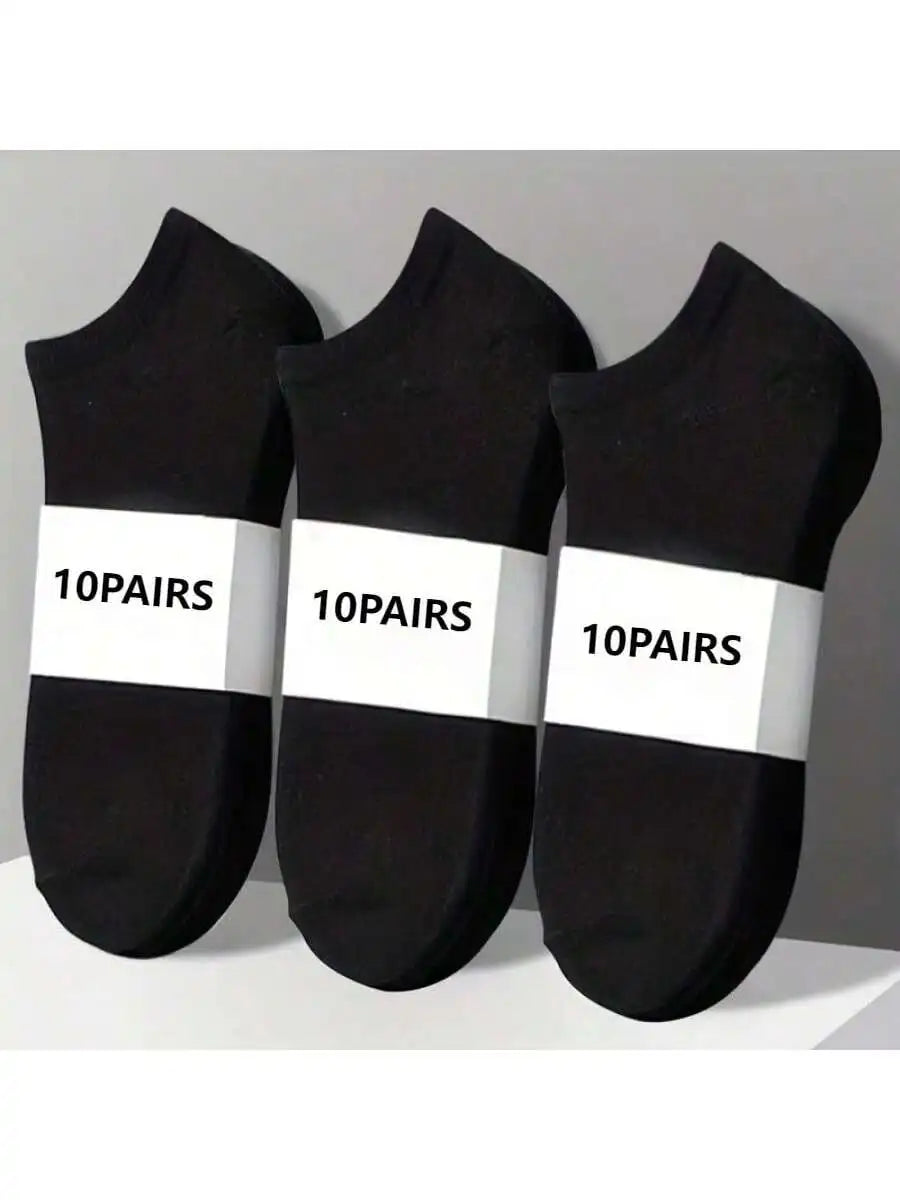 10 Pairs Thin Unisex Ankle Socks, Sweat Absorbing And Soft